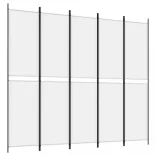 fehér 5 paneles paraván 250x220 cm szövet