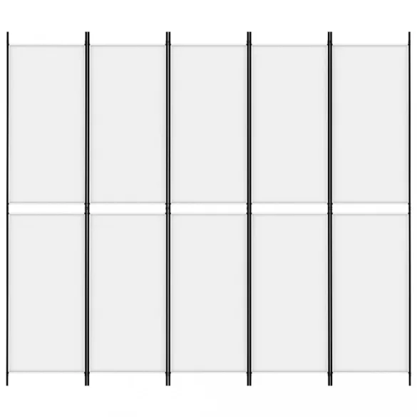 fehér 5 paneles paraván 250x220 cm szövet