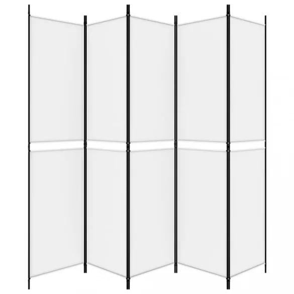 fehér 5 paneles paraván 250x220 cm szövet