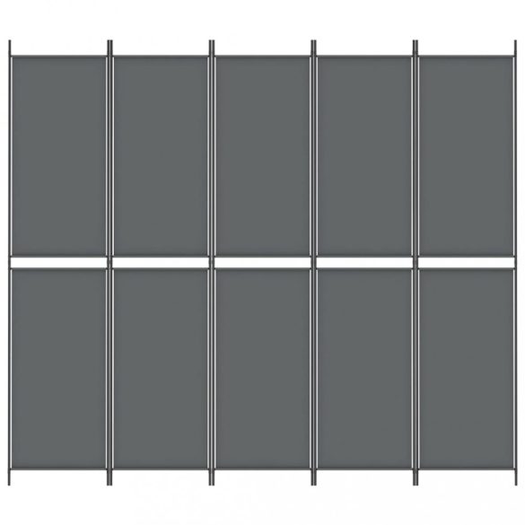 5 paneles antracitszürke szövet térelválasztó 250 x 220 cm