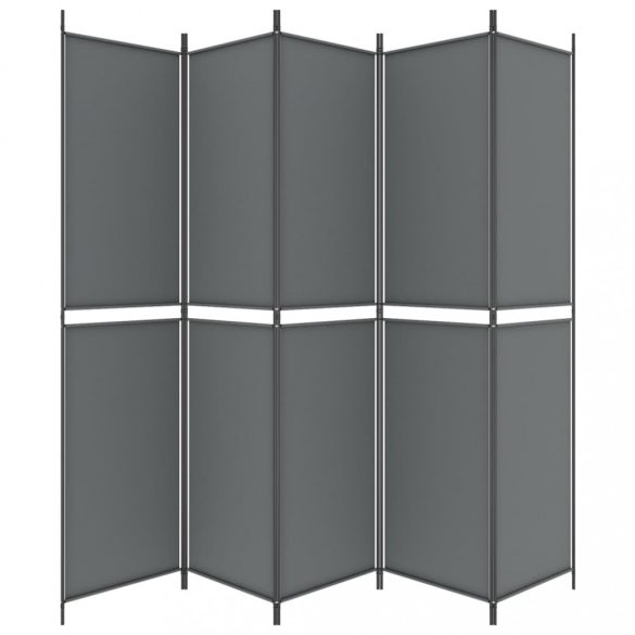 5 paneles antracitszürke szövet térelválasztó 250 x 220 cm