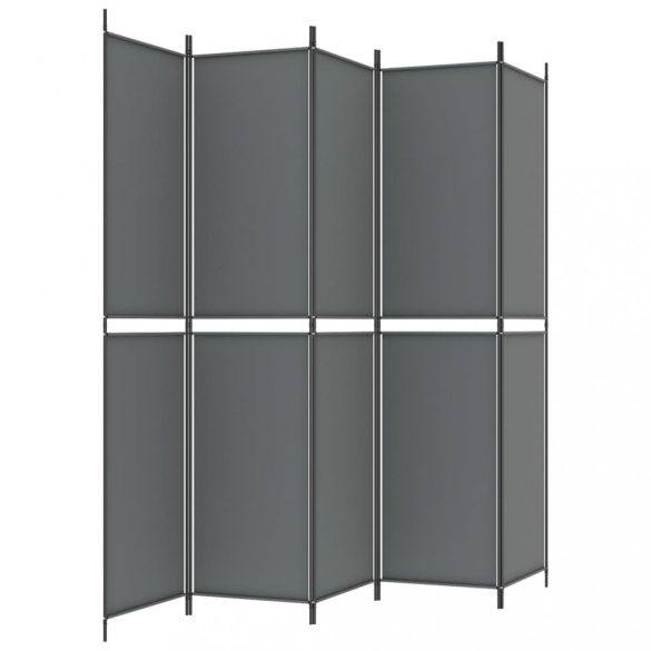5 paneles antracitszürke szövet térelválasztó 250 x 220 cm