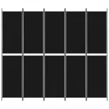 5 paneles fekete szövet térelválasztó 250x220 cm