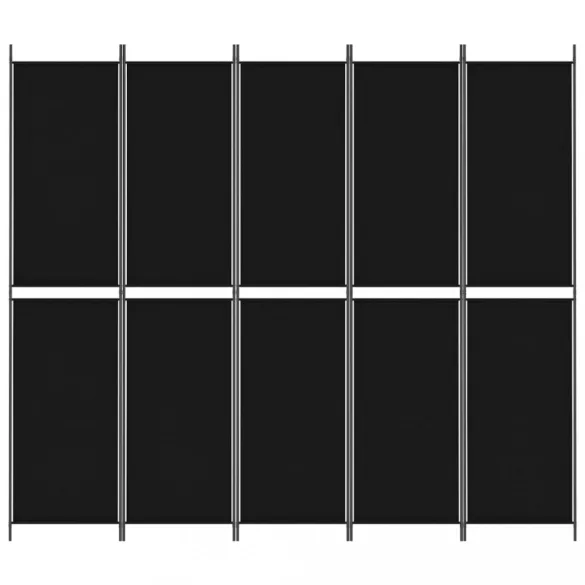5 paneles fekete szövet térelválasztó 250x220 cm