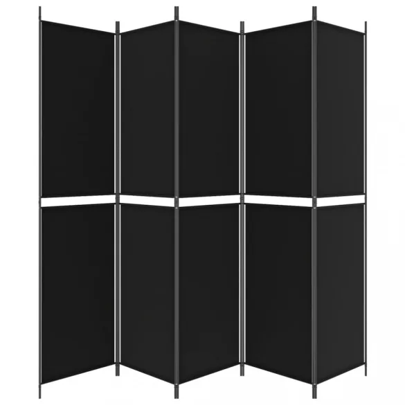 5 paneles fekete szövet térelválasztó 250x220 cm
