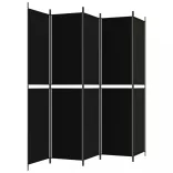 5 paneles fekete szövet térelválasztó 250x220 cm
