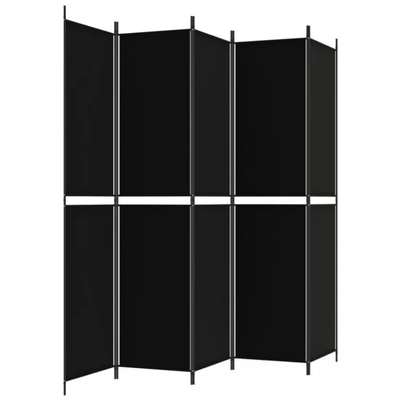 5 paneles fekete szövet térelválasztó 250x220 cm