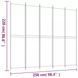 5 paneles fekete szövet térelválasztó 250x220 cm
