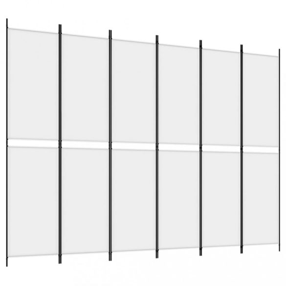 6 paneles fehér szövet térelválasztó 250 x 220 cm
