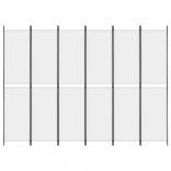 6 paneles fehér szövet térelválasztó 250 x 220 cm