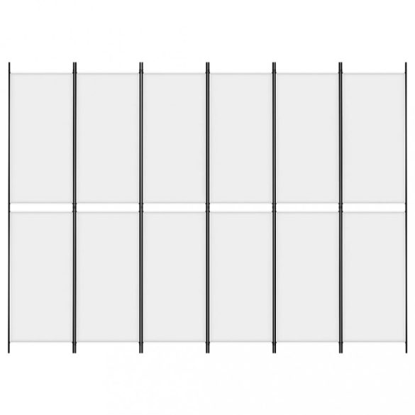 6 paneles fehér szövet térelválasztó 250 x 220 cm