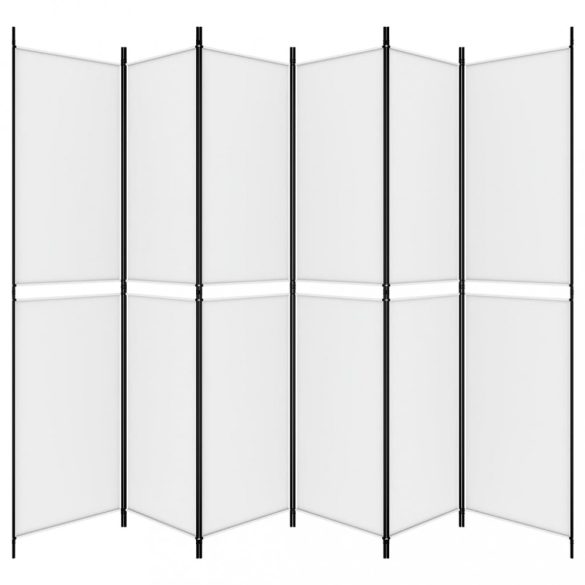 6 paneles fehér szövet térelválasztó 250 x 220 cm