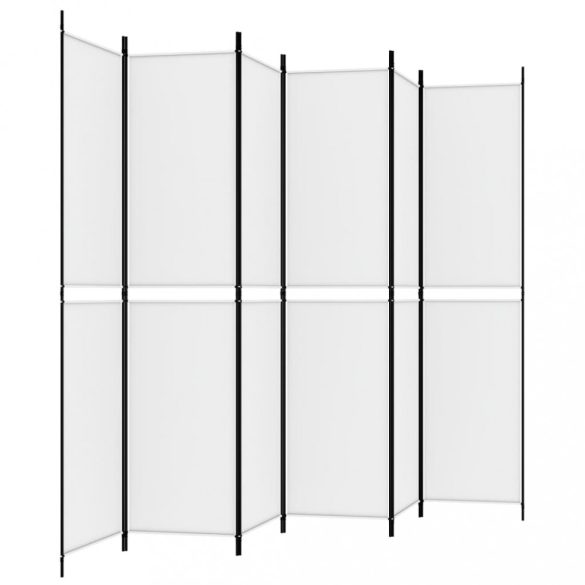6 paneles fehér szövet térelválasztó 250 x 220 cm