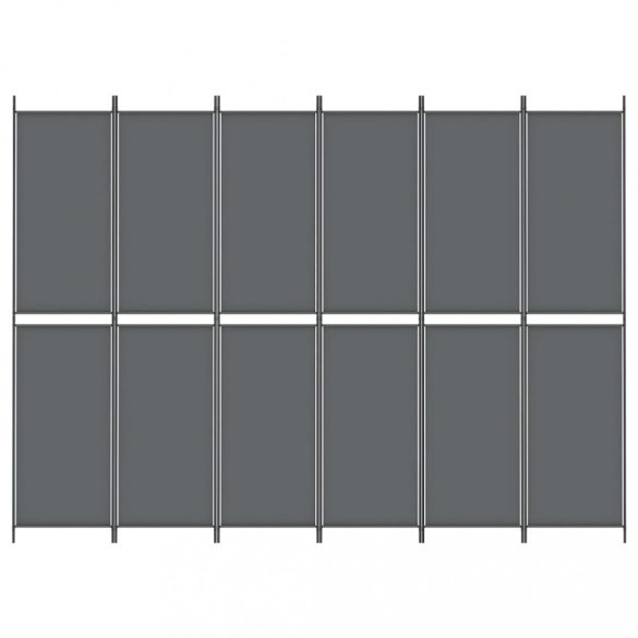 6 paneles antracitszürke szövet térelválasztó 300 x 220 cm