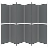 6 paneles antracitszürke szövet térelválasztó 300 x 220 cm