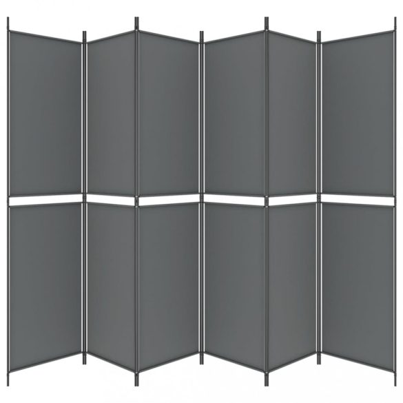 6 paneles antracitszürke szövet térelválasztó 300 x 220 cm