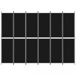 6 paneles fekete szövet térelválasztó 300x220 cm