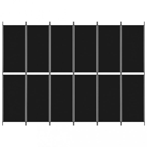 6 paneles fekete szövet térelválasztó 300x220 cm