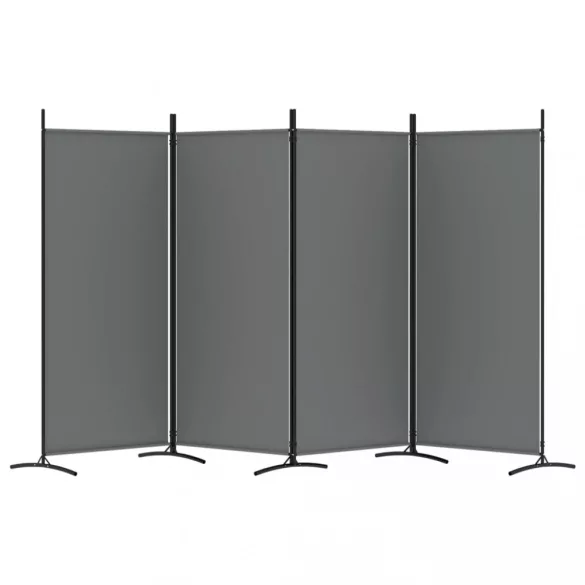 4 paneles antracitszürke szövet térelválasztó 346x180 cm