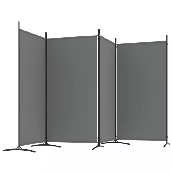 4 paneles antracitszürke szövet térelválasztó 346x180 cm