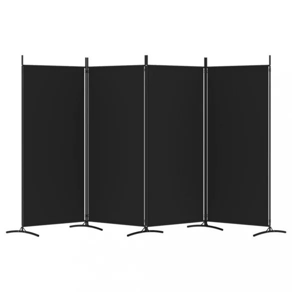 4 paneles fekete szövet térelválasztó 346x180 cm