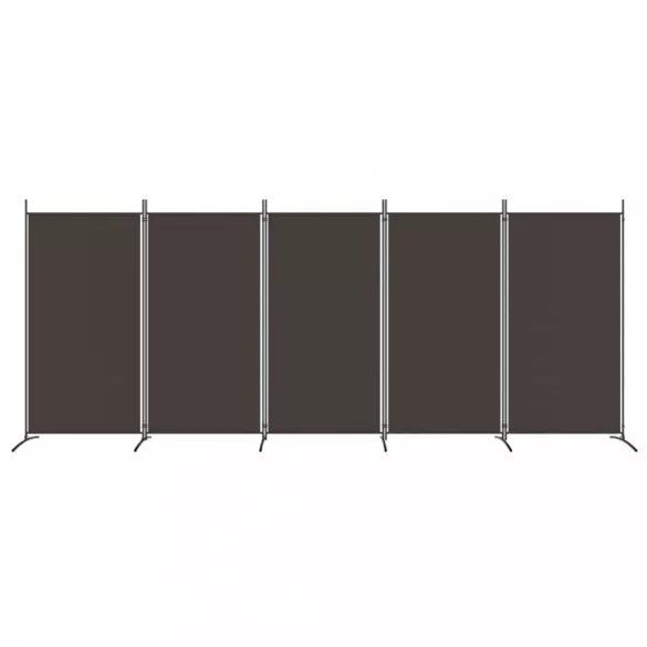5 paneles barna szövet térelválasztó 433 x 180 cm