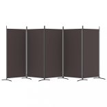 5 paneles barna szövet térelválasztó 433 x 180 cm