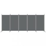 5 paneles antracitszürke szövet térelválasztó 433x180 cm