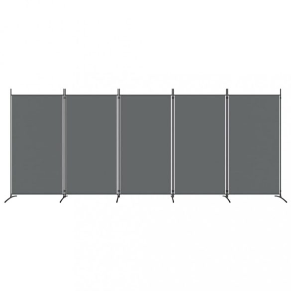 5 paneles antracitszürke szövet térelválasztó 433x180 cm