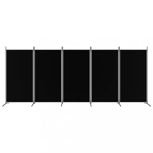 5 paneles fekete szövet térelválasztó 433x180 cm