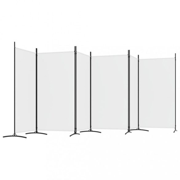 6 paneles fehér szövet térelválasztó 520x180 cm