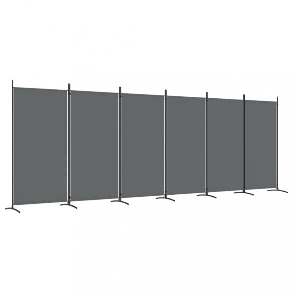 6 paneles antracitszürke szövet térelválasztó 520x180 cm