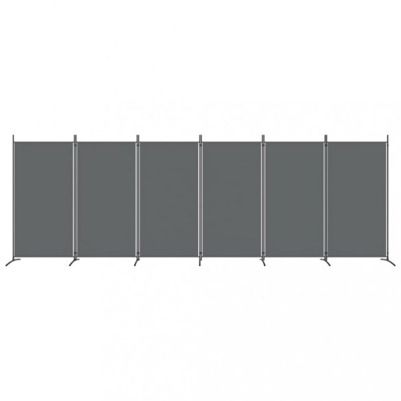 6 paneles antracitszürke szövet térelválasztó 520x180 cm