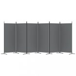 6 paneles antracitszürke szövet térelválasztó 520x180 cm