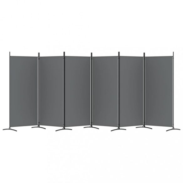 6 paneles antracitszürke szövet térelválasztó 520x180 cm