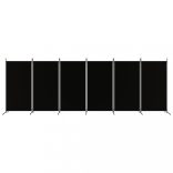 6 paneles fekete szövet térelválasztó 520x180 cm
