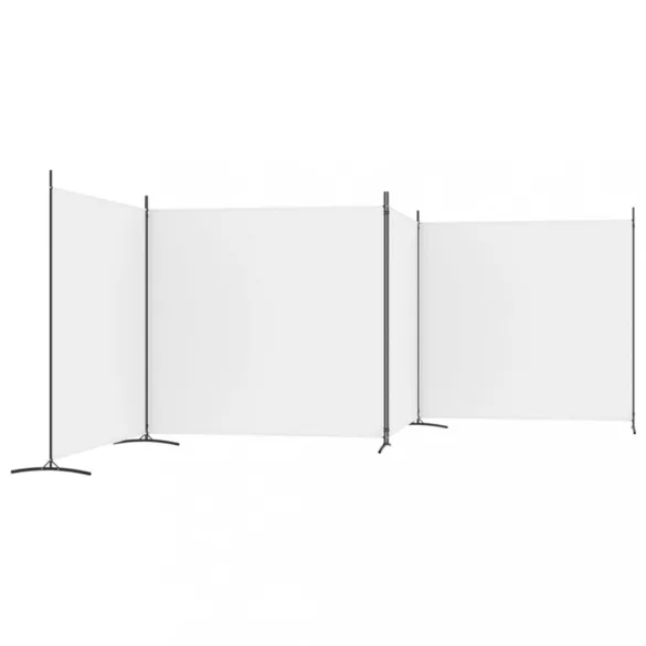 4 paneles fehér szövet térelválasztó 698x180 cm