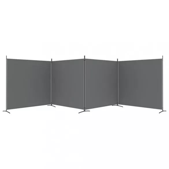 4 paneles antracitszürke szövet térelválasztó 698x180 cm