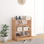 tömör diófa cipőállvány fiókkal 70 x 27 x 81 cm