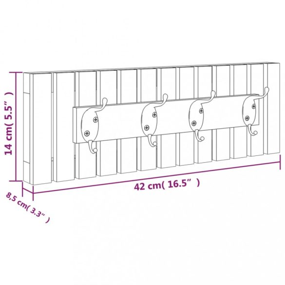 tömör diófa fali akasztó 42 x 8,5 x 14 cm