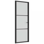 fekete matt üveg és alumínium beltéri ajtó 76 x 201,5 cm
