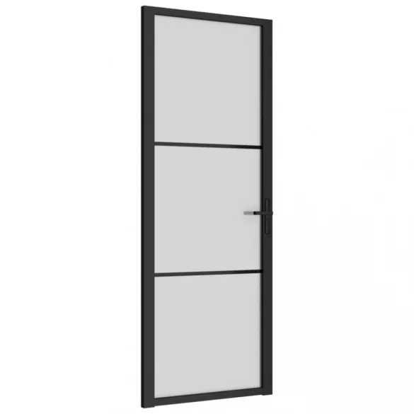 fekete matt üveg és alumínium beltéri ajtó 76 x 201,5 cm