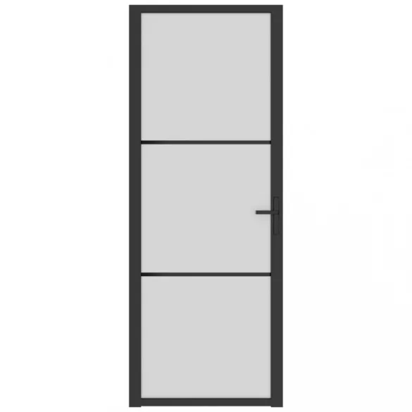 fekete matt üveg és alumínium beltéri ajtó 76 x 201,5 cm