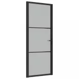 fekete matt üveg és alumínium beltéri ajtó 83 x 201,5 cm