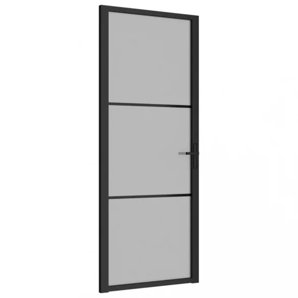 fekete matt üveg és alumínium beltéri ajtó 83 x 201,5 cm