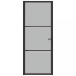 fekete matt üveg és alumínium beltéri ajtó 83 x 201,5 cm