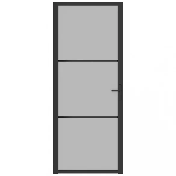 fekete matt üveg és alumínium beltéri ajtó 83 x 201,5 cm