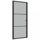 fekete matt üveg és alumínium beltéri ajtó 93 x 201,5 cm