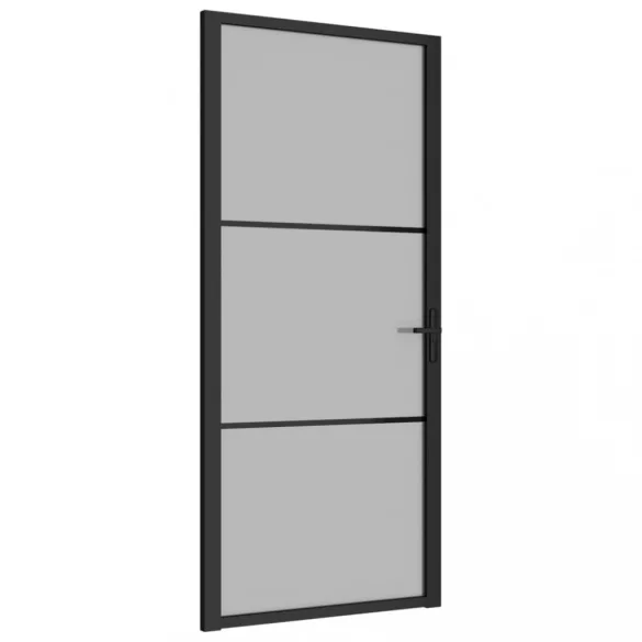 fekete matt üveg és alumínium beltéri ajtó 93 x 201,5 cm