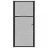 fekete matt üveg és alumínium beltéri ajtó 93 x 201,5 cm